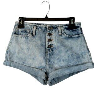 Forever 21 Denim Washed Short Shorts Cuffed Size 27 EUC #5635